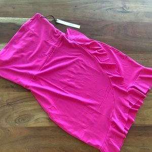 NWT Susana Monaco fuchsia pink strapless dress ruffle
